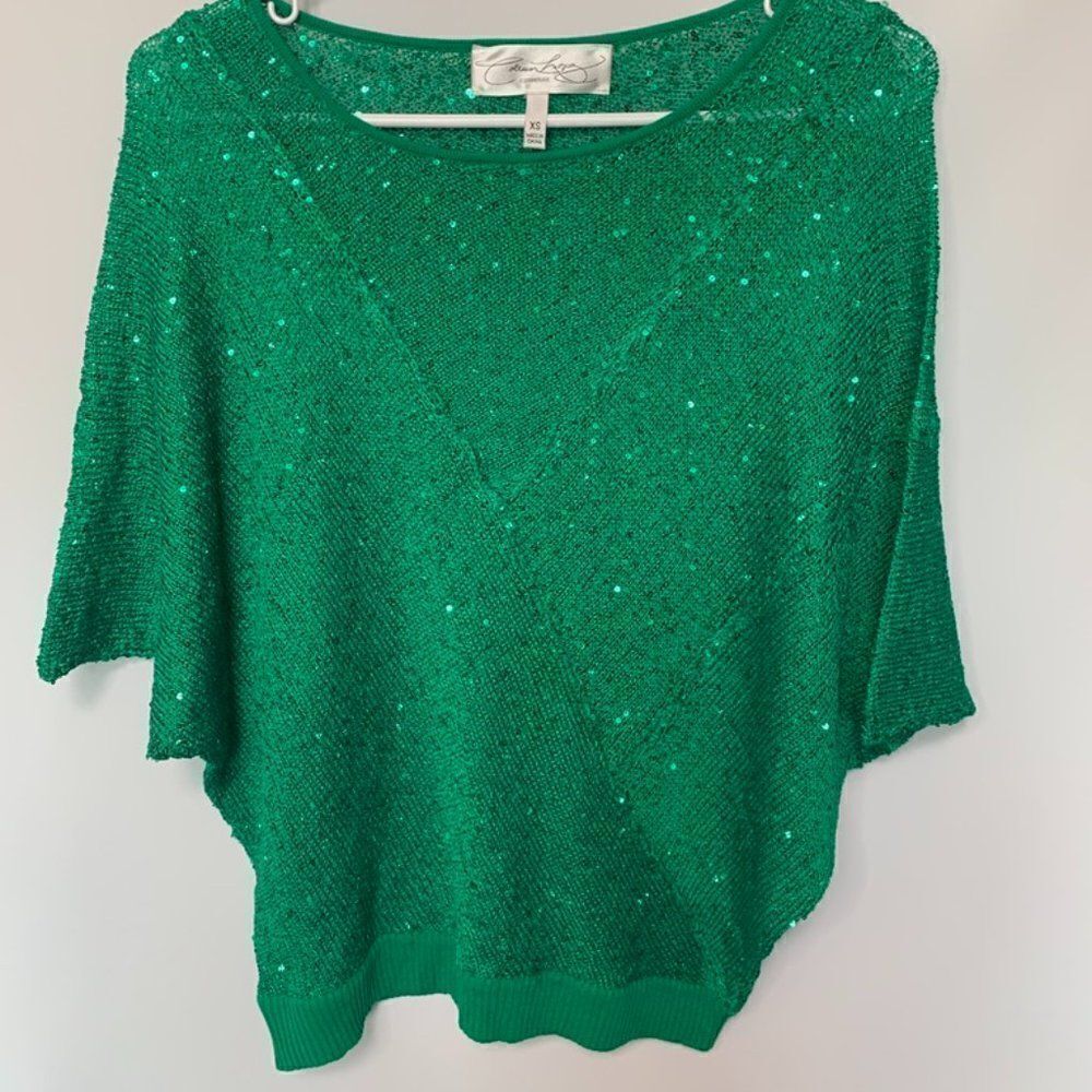 Colleen Lopo Green Sequin Sweater